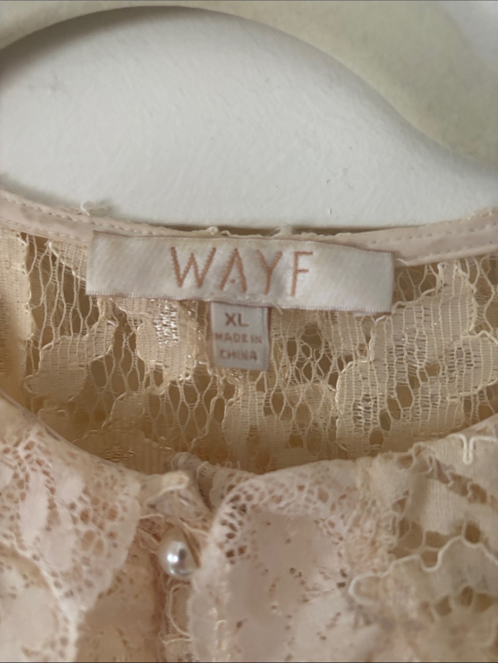 Wayf Cream Lace Ruffle Button Blouse - Picture 5 of 5